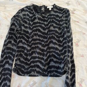 Topshop Black and Gray Zigzag Top - metallic coloring.